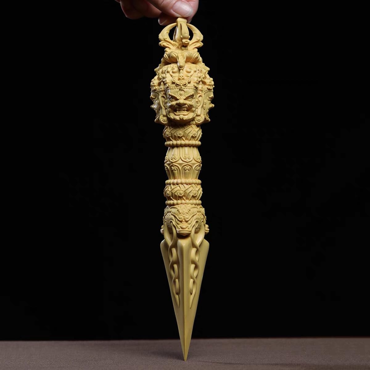 金剛杵 30cm（3面憤怒尊）ブラス 密教法具 チベット ドルジェ